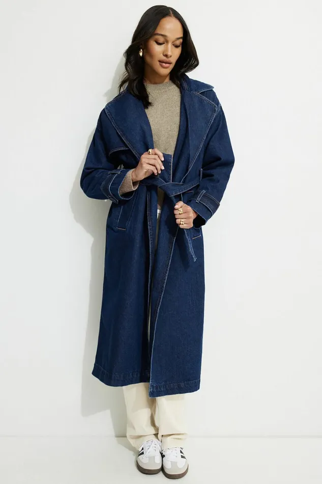 Dynamite Jeans and Denim Women Denim Trench Coat Blue