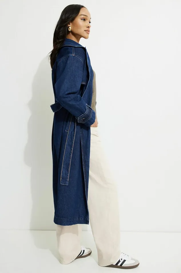 Dynamite Jeans and Denim Women Denim Trench Coat Blue