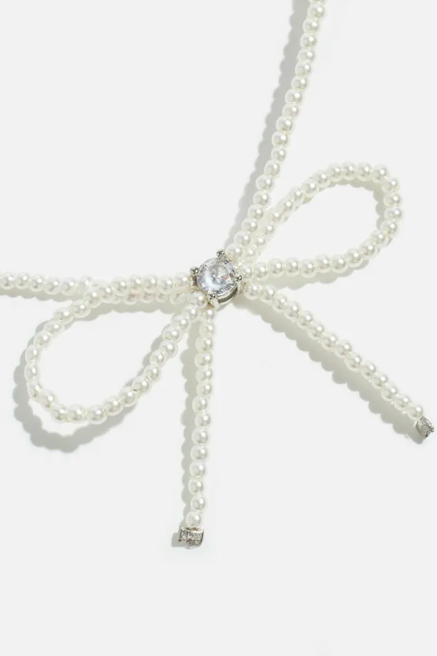 Dynamite Necklaces Women Bow Pearl Bead Necklace Gray