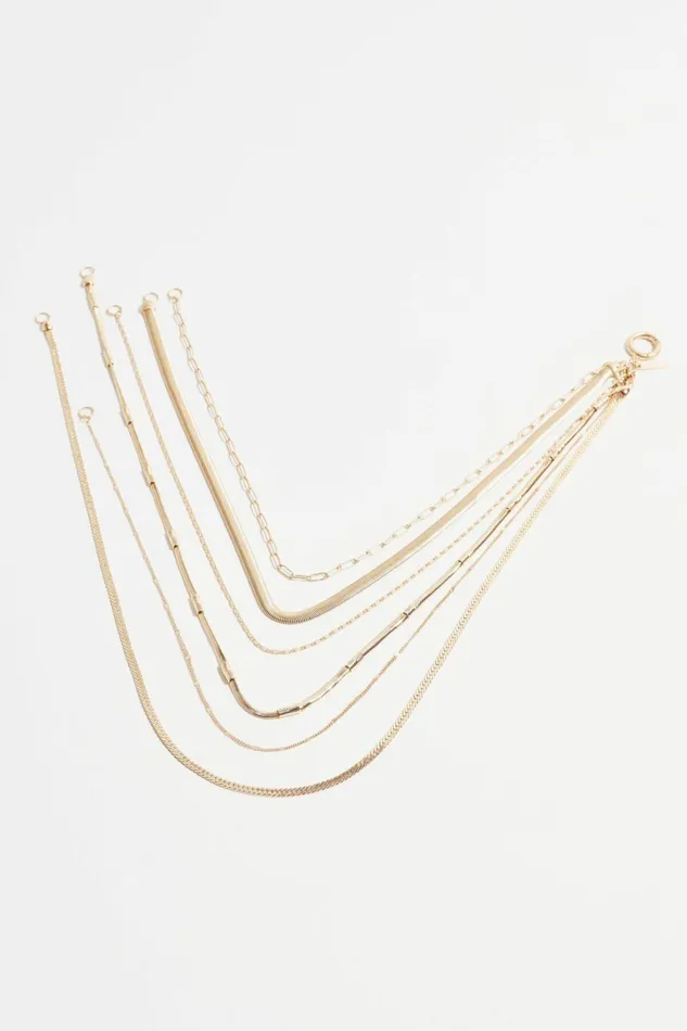 Dynamite Necklaces Women Layered Textured Chain Round Necklace Yellow