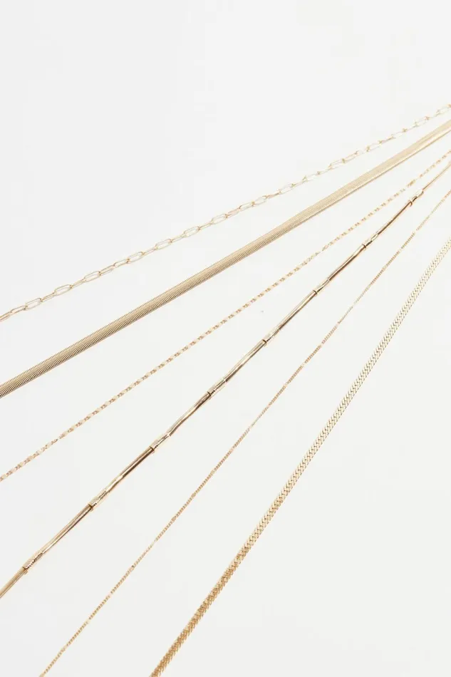 Dynamite Necklaces Women Layered Textured Chain Round Necklace Yellow