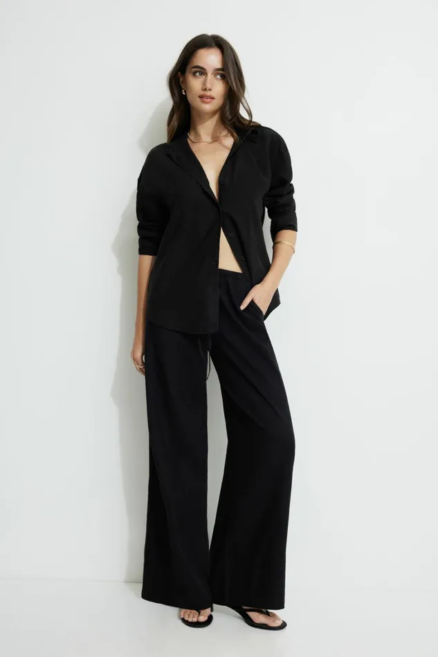 Dynamite Pants Women Leo Linen Pants Black