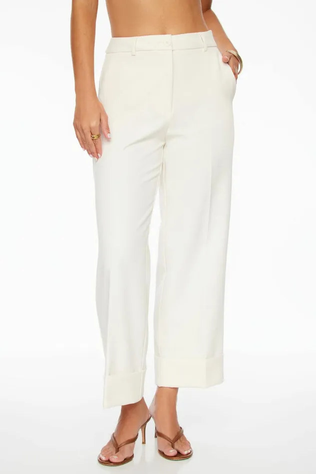 Dynamite Pants Women Max Cuffed Ankle Pants Beige
