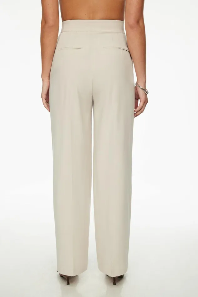 Dynamite Pants Women Pleated Wide Leg Pants Beige
