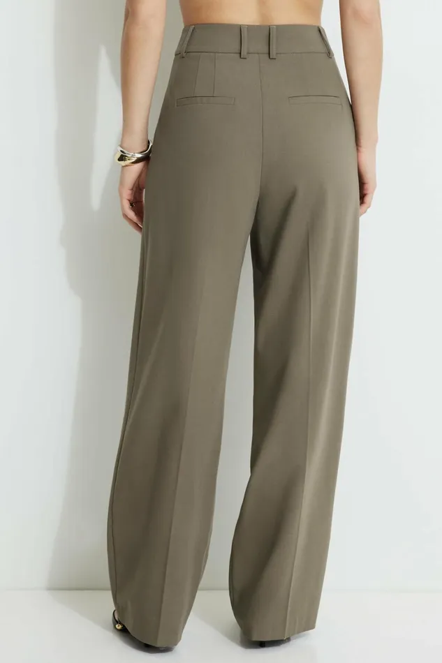 Dynamite Pants Women Sofia Pleated Straight Leg Pants Brown
