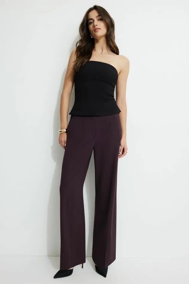 Dynamite Pants Women Yasmin Straight Leg Pants BURGUNDY