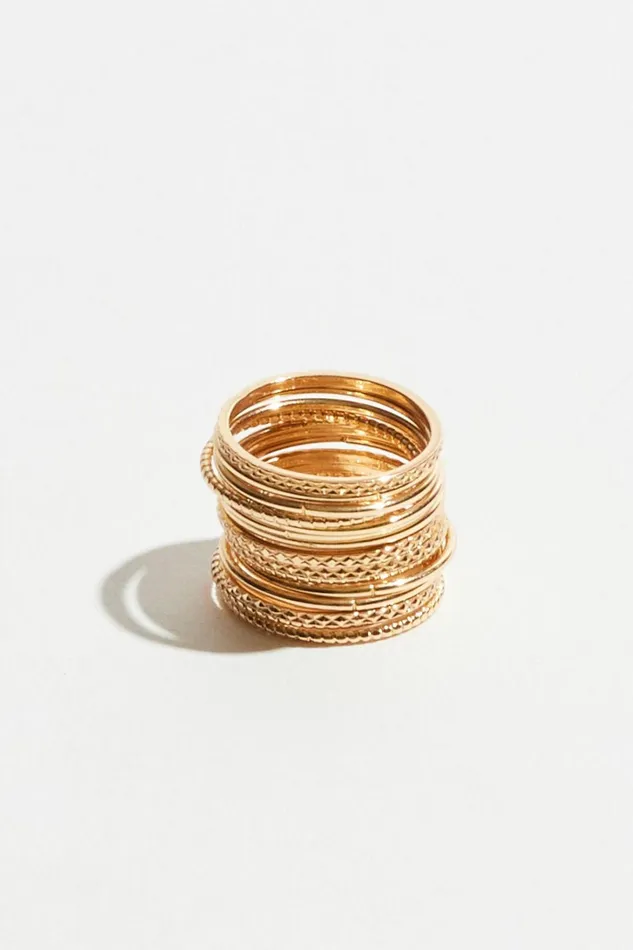 Dynamite Rings Women 15Pack Threadbare Rings Yellow