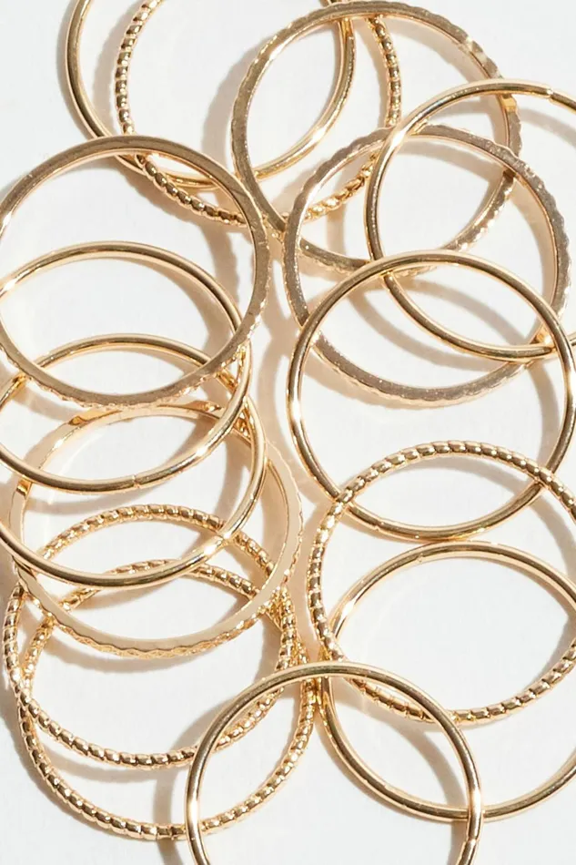 Dynamite Rings Women 15Pack Threadbare Rings Yellow