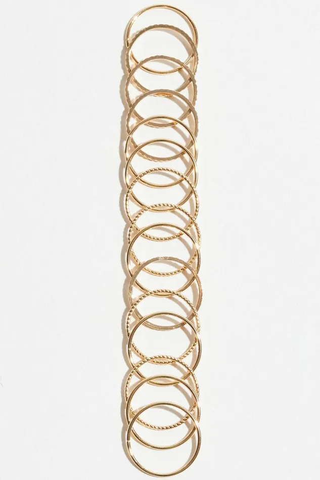 Dynamite Rings Women 15Pack Threadbare Rings Yellow