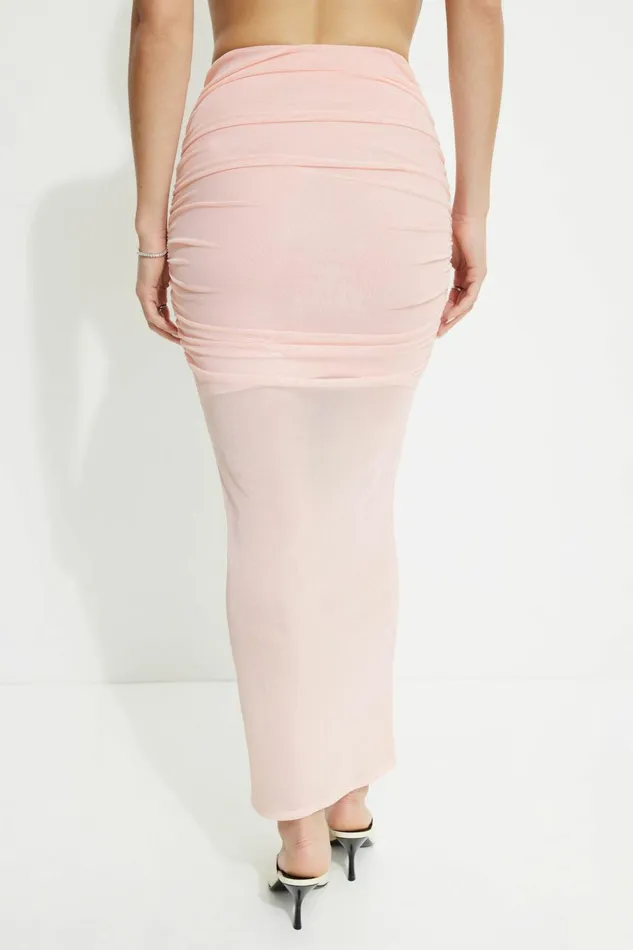 Dynamite Skirts and Skorts Women Draped Mesh Maxi Skirt Pink