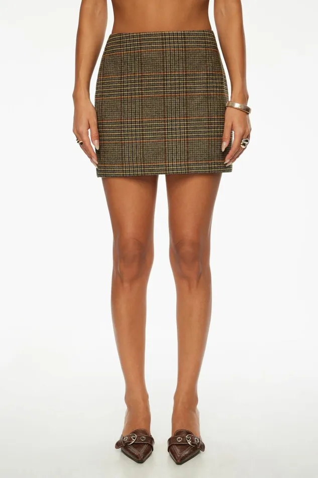 Dynamite Skirts Women Kylie Plaid Mini Skirt Brown