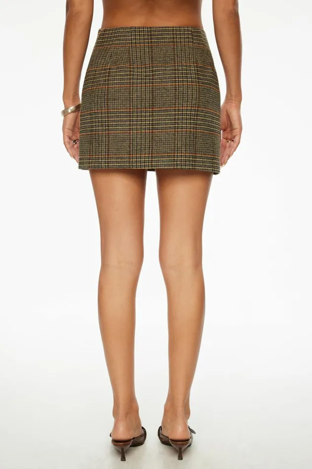 Dynamite Skirts Women Kylie Plaid Mini Skirt Brown