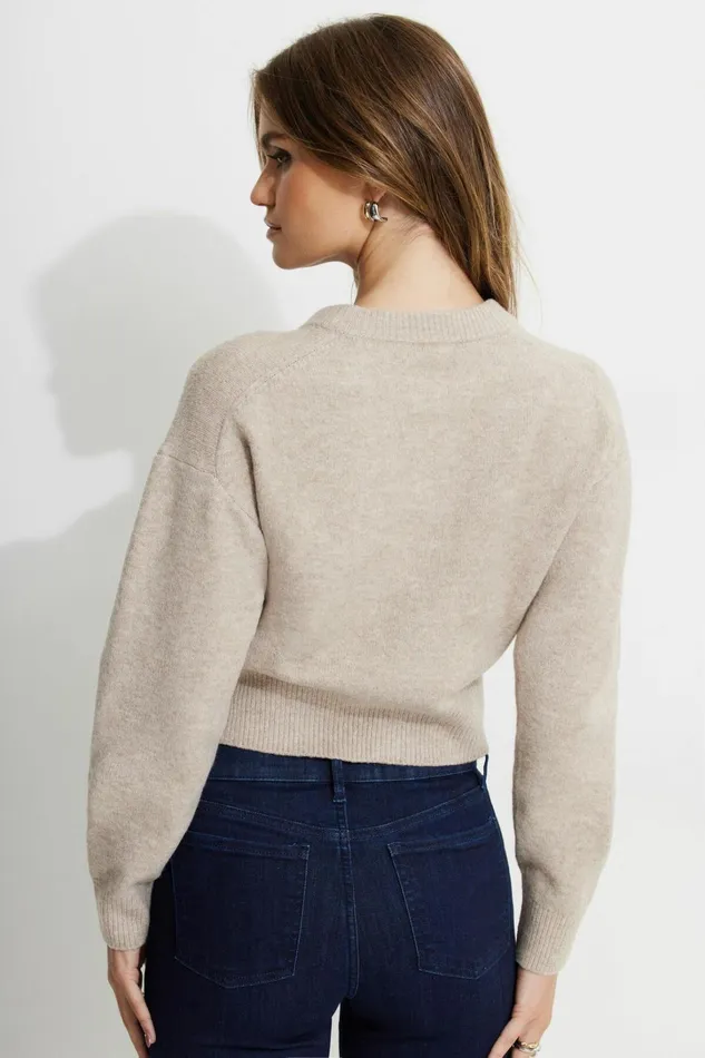 Dynamite Tops Women Heavenlyarn Catherine Crewneck Cardigan Beige