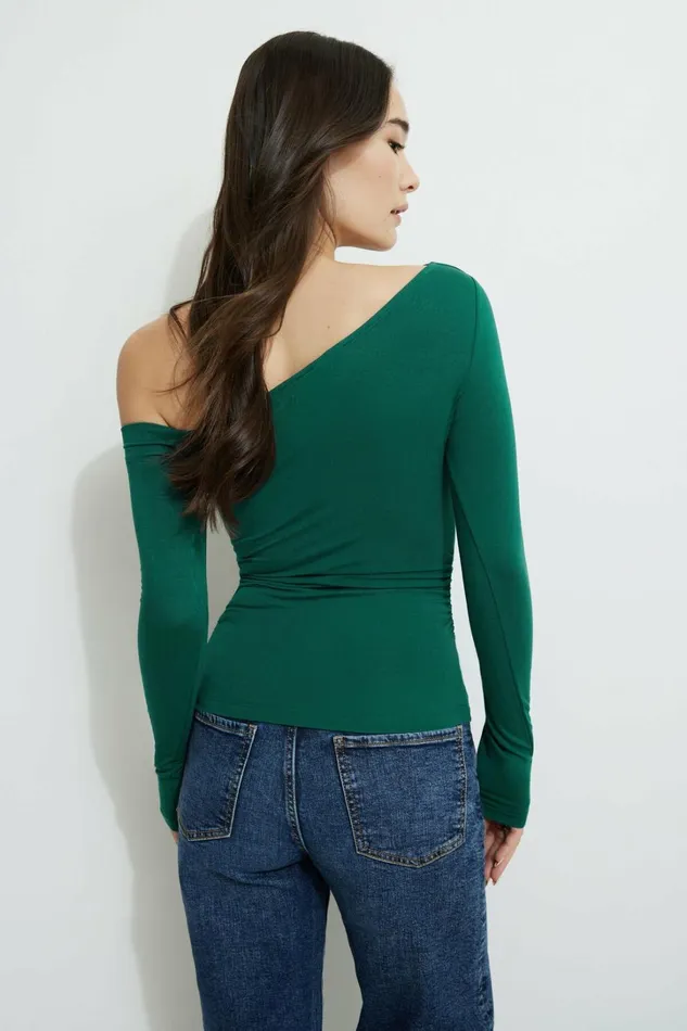 Dynamite Tops Women Kat Single Shoulder Jersey Top Green