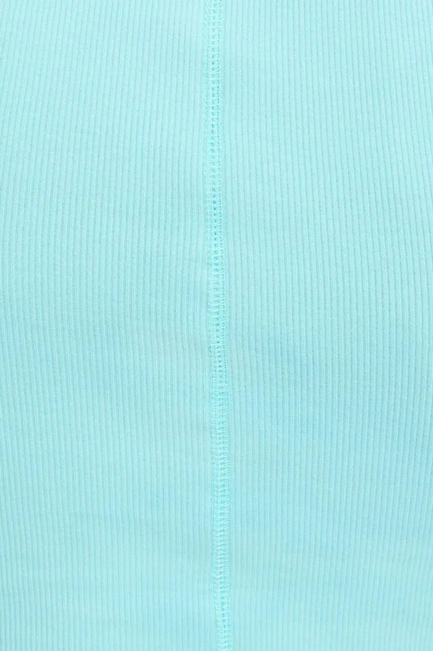 Dynamite Tops Women Ribbed Scoop Neck Tank Top Blue