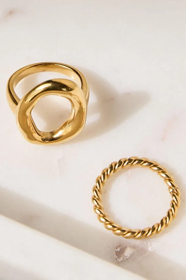 Ebony 2 Ring Pack In Gold Women Showpo Rings