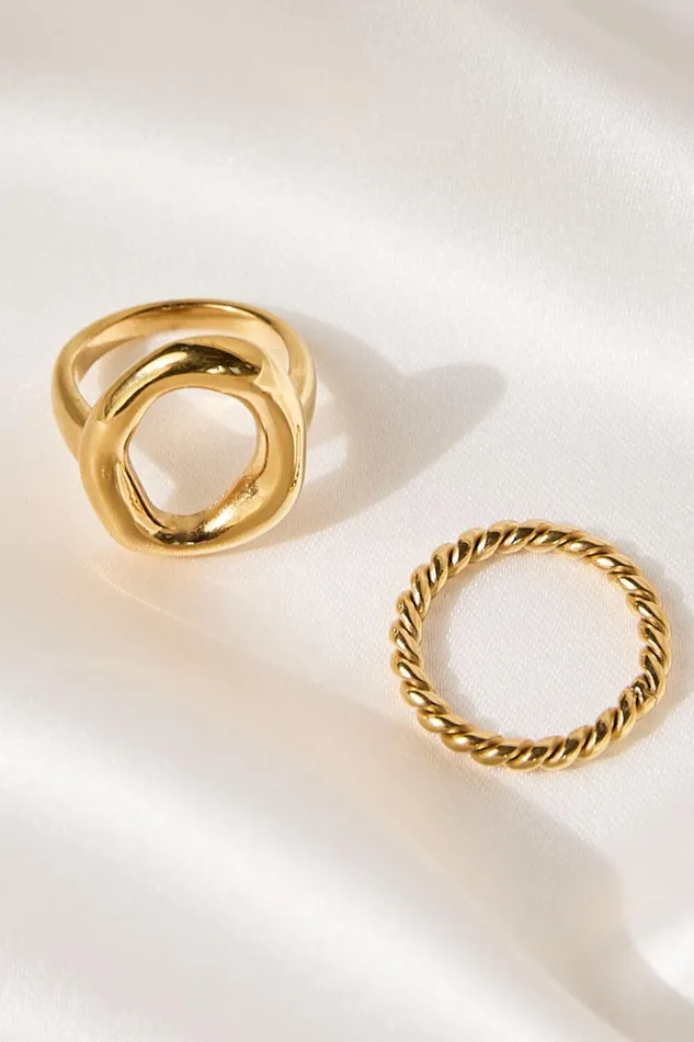 Ebony 2 Ring Pack In Gold Women Showpo Rings