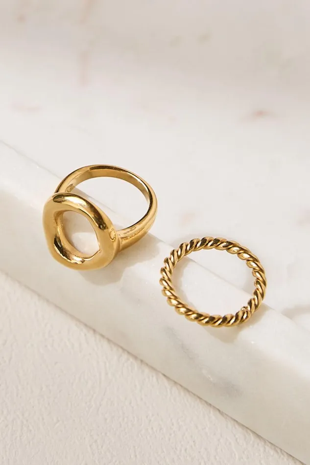 Ebony 2 Ring Pack In Gold Women Showpo Rings