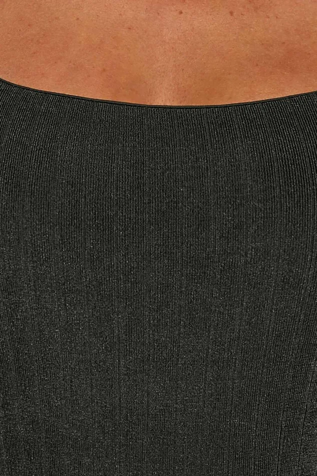 Eleonie Bodysuit 8211 Square Neck Ribbed Bodysuit In Black Women Showpo Basics
