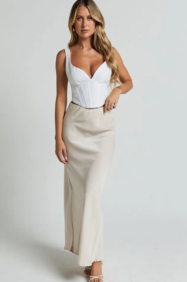 Ellise Top 8211 Plunge Sweetheart Neck Tweed Corset Top In White Women Showpo Tops