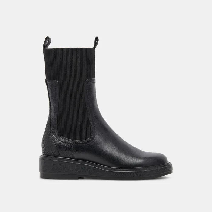 Elyse H2O Wide Boots Black Leather Women Dolce Vita Boots and Booties