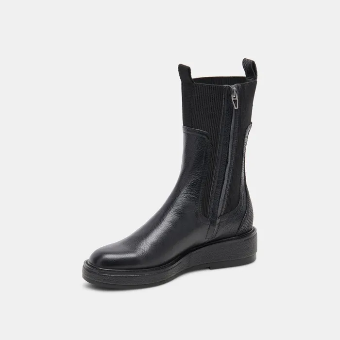 Elyse H2O Wide Boots Black Leather Women Dolce Vita Boots and Booties
