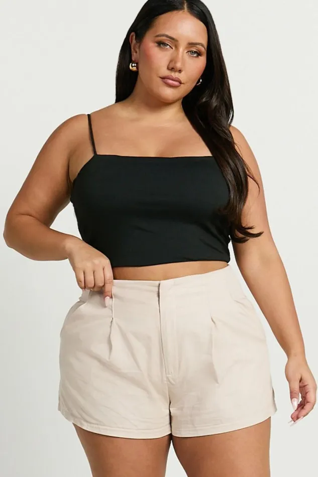 Elyssa Shorts 8211 Pleat Detail Shorts In Beige Women Showpo Shorts