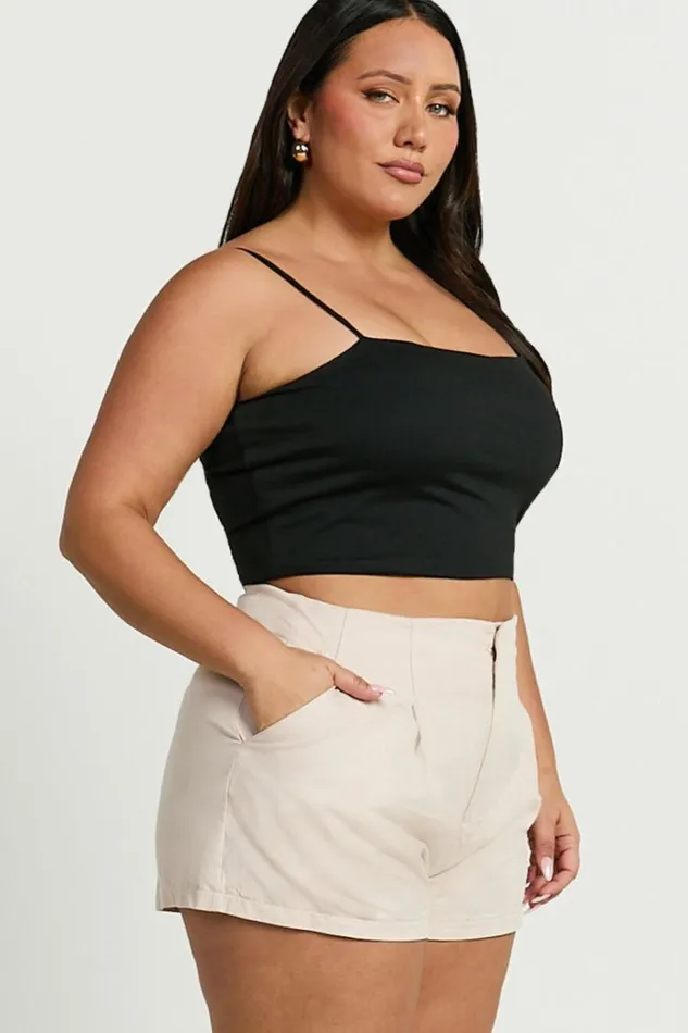 Elyssa Shorts 8211 Pleat Detail Shorts In Beige Women Showpo Shorts