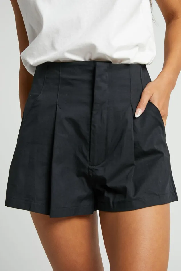 Elyssa Shorts 8211 Pleat Detail Shorts In Black Women Showpo Shorts