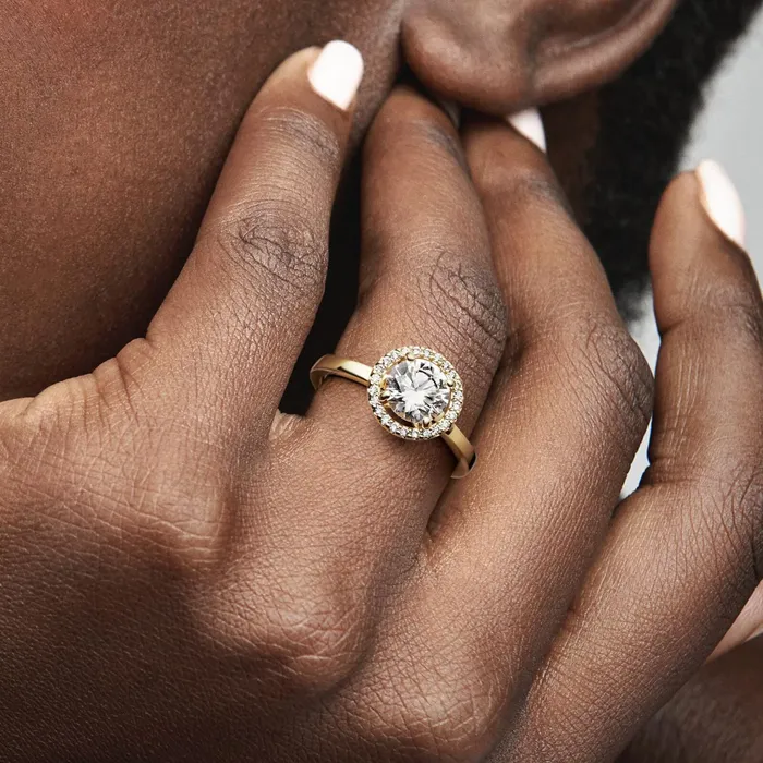 Engagement Rings Women Pandora Sparkling Round Halo Ring