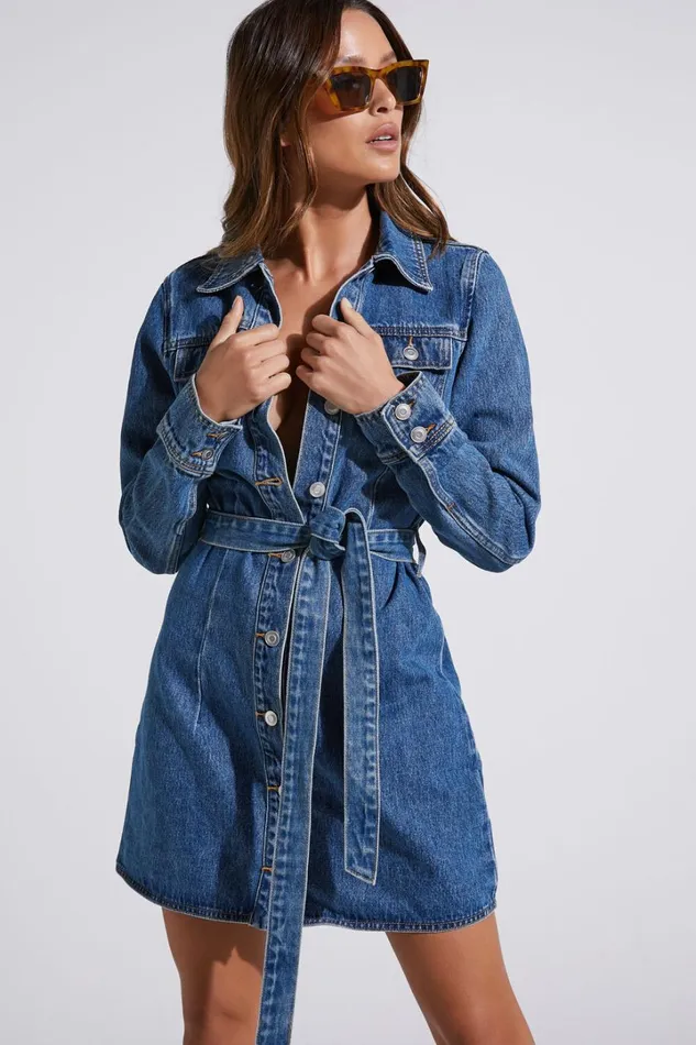Enriquetta Mini Dress 8211 Cotton Denim Long Sleeve Button Up Dress In Blue Women Showpo Denim Enriquetta Mini Dress 8211 Cotton Denim Long Sleeve Button Up Dress In Blue Women Showpo Denim