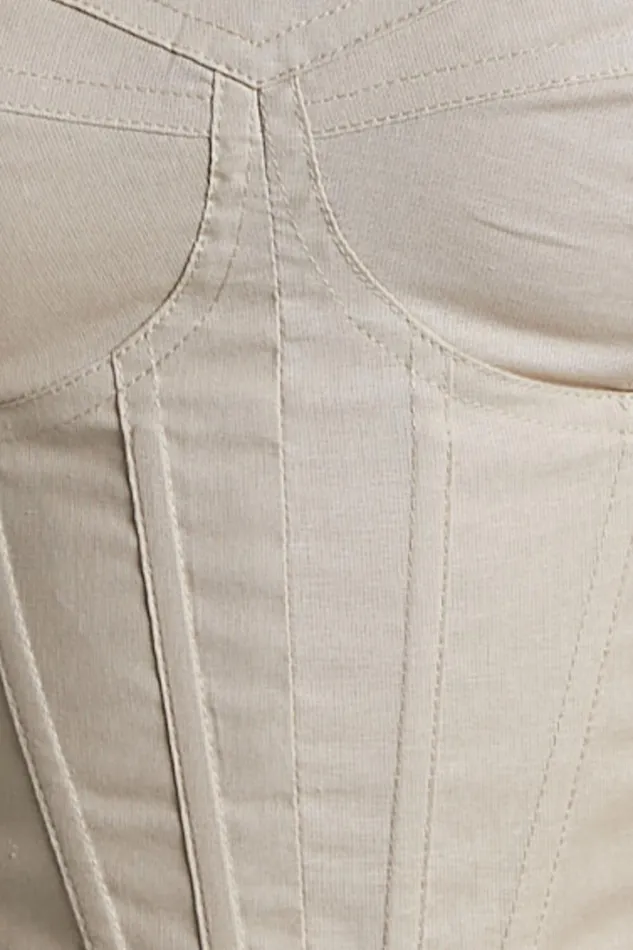 Estella Top 8211 Puff Sleeve Corset Bustier Top In Sand Women Showpo Curve Clothes