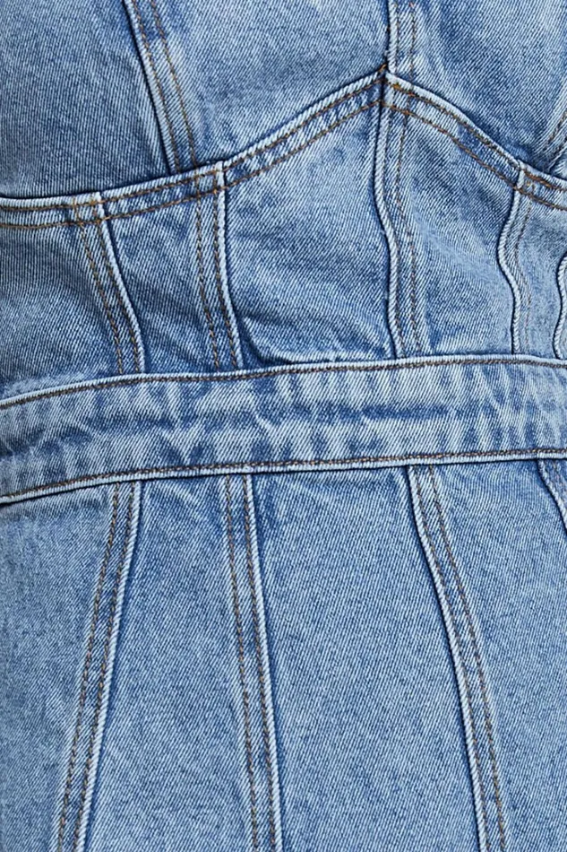 Estonia Mini Dress 8211 Denim Dress In Mid Blue Wash Women Showpo Conscious