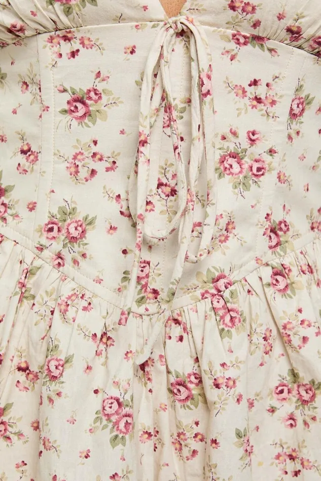 Evans Mini Dress 8211 Short Sleeve Shirred Back Plunge Dress In Pink Floral Women Showpo Dresses