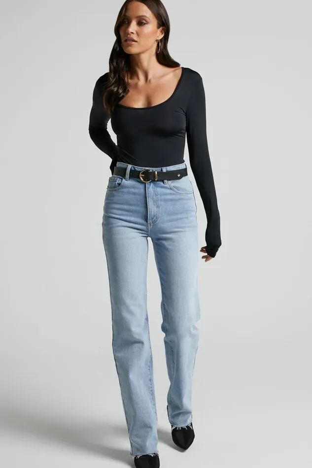 Evelina Bodysuit 8211 Scoop Neck Bodysuit In Black Women Showpo Basics