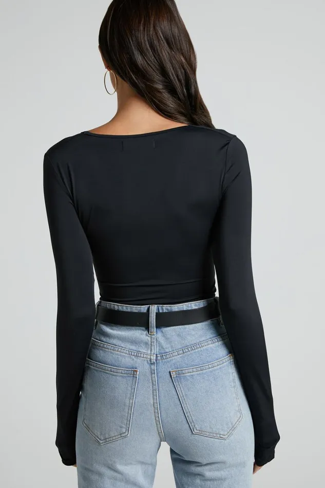 Evelina Bodysuit 8211 Scoop Neck Bodysuit In Black Women Showpo Basics
