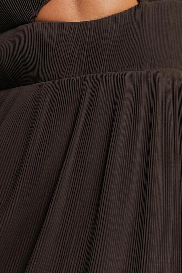 Ezri Midi Dress 8211 Strappy Cut Out Pleated A Line Dress In Chocolate Women Showpo Dresses