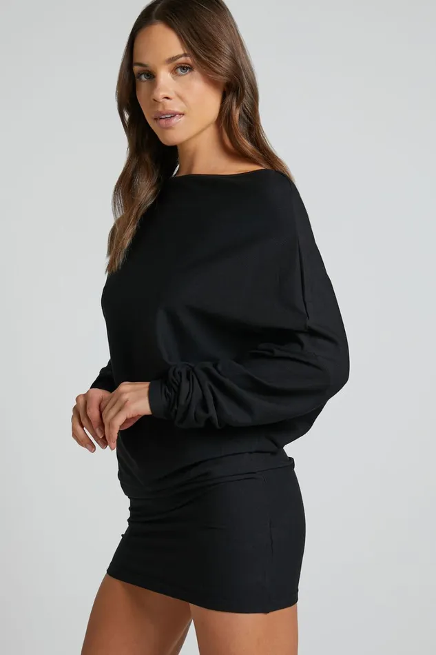 Fermina Mini Dress 8211 Long Sleeve Bodycon Dress In Black Women Showpo Basics