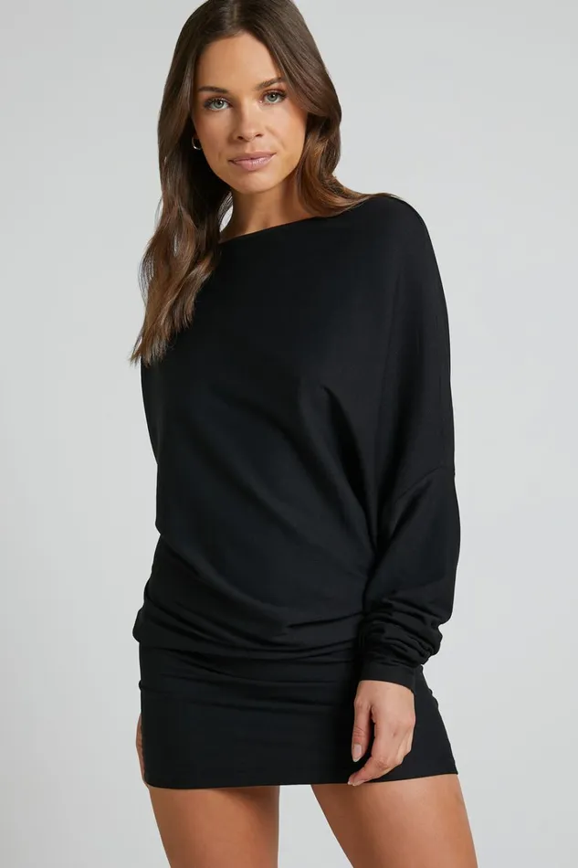 Fermina Mini Dress 8211 Long Sleeve Bodycon Dress In Black Women Showpo Basics