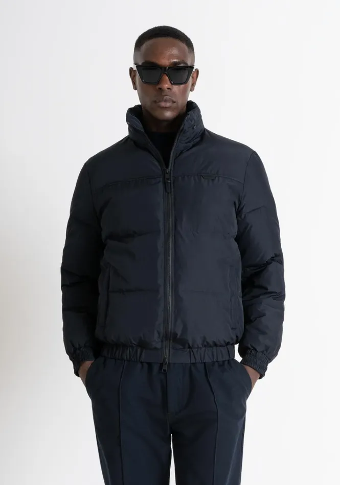 Field Jackets And Coats Men Antony Morato Blue Regular Fit Down Jacket With Dupont Sorona Synthetic Padding And Logo Blue Ink