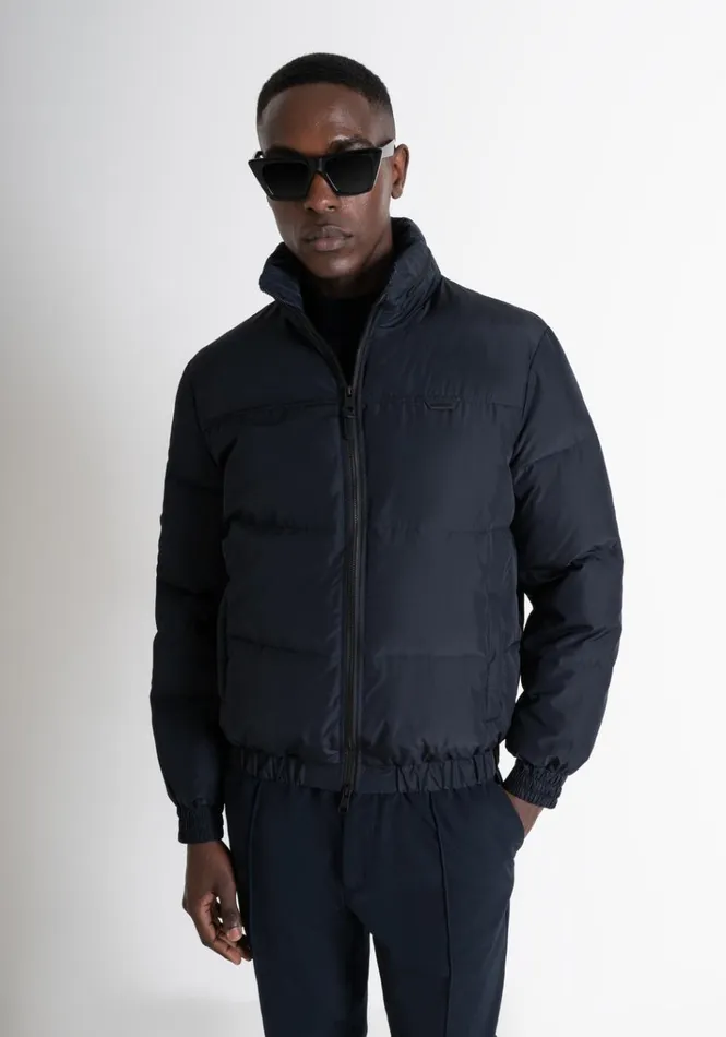 Field Jackets And Coats Men Antony Morato Blue Regular Fit Down Jacket With Dupont Sorona Synthetic Padding And Logo Blue Ink