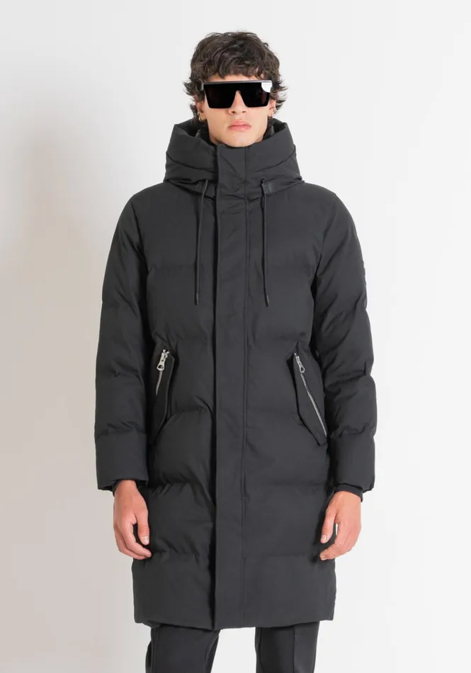 Field Jackets And Coats Men Antony Morato Long Regular Fit Down Jacket In Technical Fabric And Synthetic Padding Black Field Jackets And Coats Men Antony Morato Long Regular Fit Down Jacket In Technical Fabric And Synthetic Padding Black