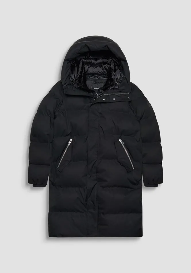 Field Jackets And Coats Men Antony Morato Long Regular Fit Down Jacket In Technical Fabric And Synthetic Padding Black