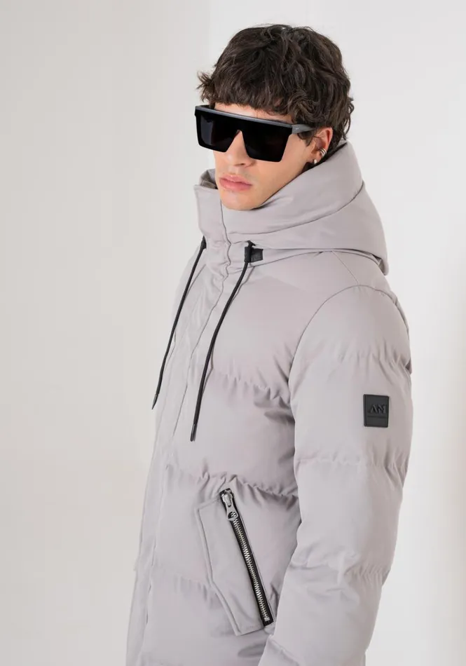 Field Jackets And Coats Men Antony Morato Long Regular Fit Down Jacket In Technical Fabric And Synthetic Padding Clay