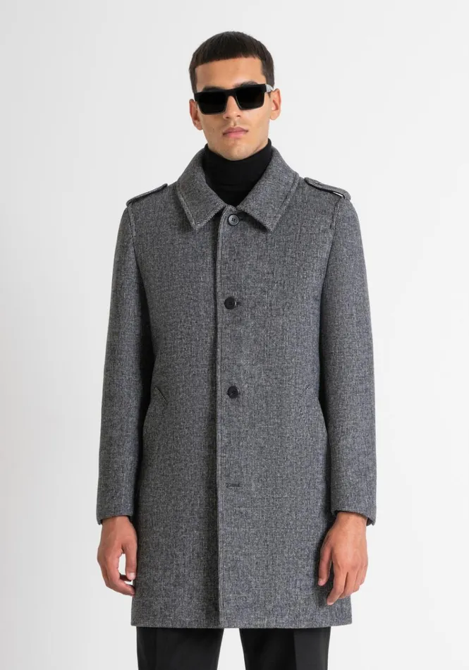 Field Jackets And Coats Men Antony Morato Regular Fit 034Richard034 Coat With Wool And Micro Pattern Black