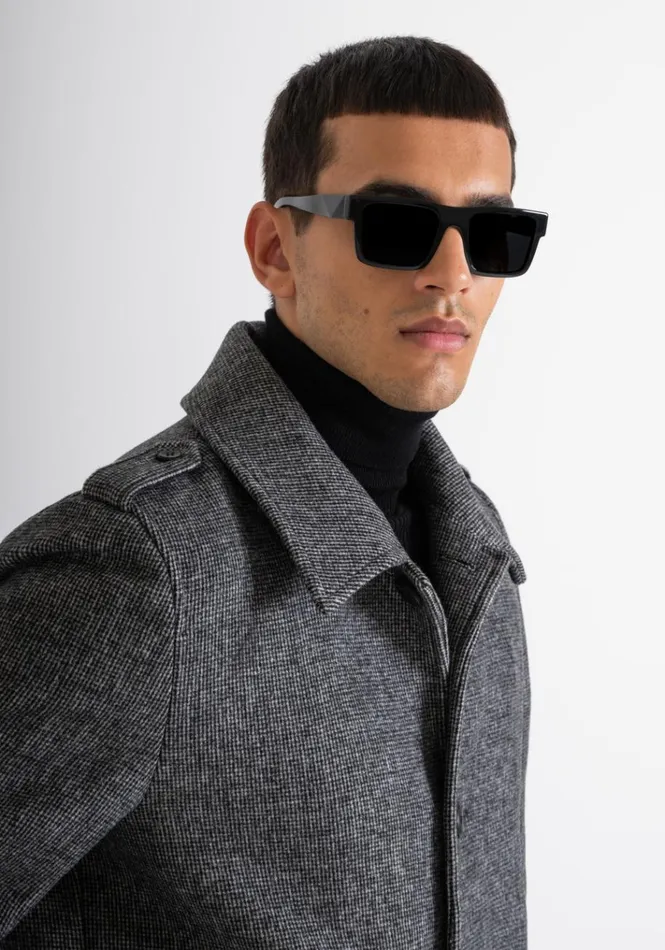 Field Jackets And Coats Men Antony Morato Regular Fit 034Richard034 Coat With Wool And Micro Pattern Black