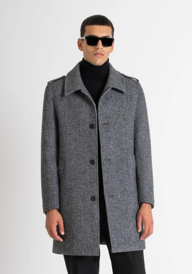 Field Jackets And Coats Men Antony Morato Regular Fit 034Richard034 Coat With Wool And Micro Pattern Black