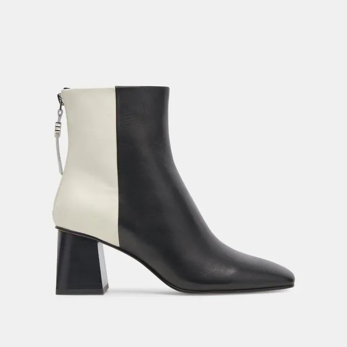 Fifi H2O Wide Booties Black White Leather Women Dolce Vita Boots and Booties