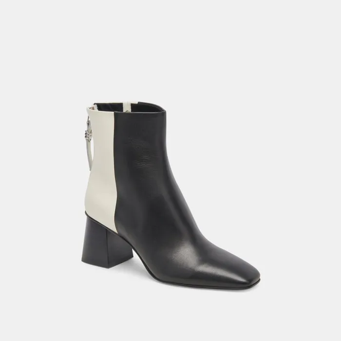 Fifi H2O Wide Booties Black White Leather Women Dolce Vita Boots and Booties