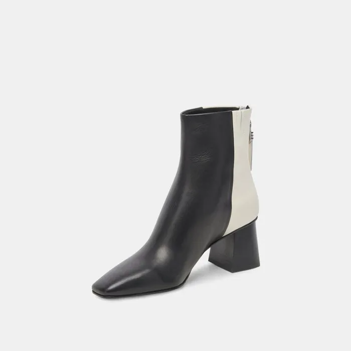 Fifi H2O Wide Booties Black White Leather Women Dolce Vita Boots and Booties